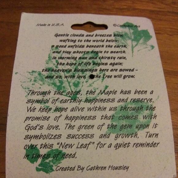 Tree of Life A New Leaf Maple Leaf Hope Lapel Pin Brooch Tie Tack Cathedral Art - Picture 3 of 6